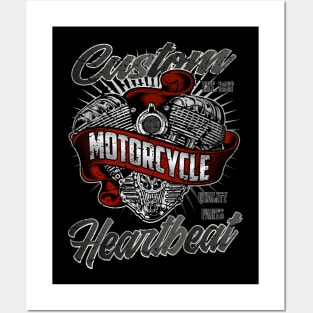 Custom Motorcycle Heartbeat Posters and Art